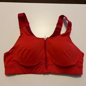 Outdoor Voices zip up bra in red